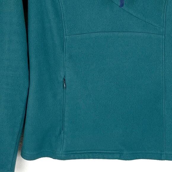 Isis Pullover Fleece Sweatshirt Drawstring Cowl Neck Teal Small - Picture 4 of 8